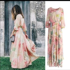 Chic wish SPRING SCENERY FLORAL MAXI DRESS